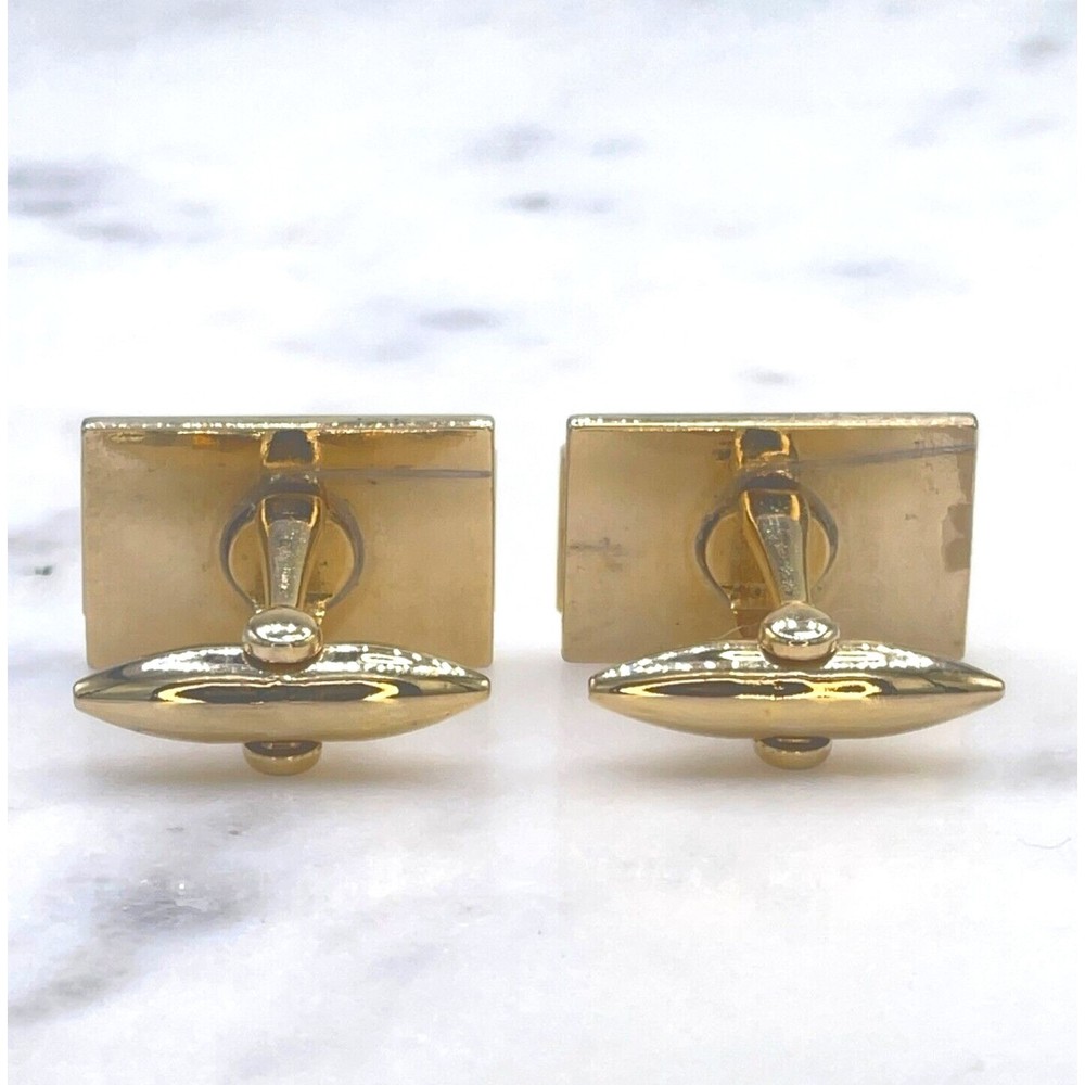 Mens Mother of Pearl Gold Tone Rectangular Bullet Back Cufflinks - Picture 11 of 12
